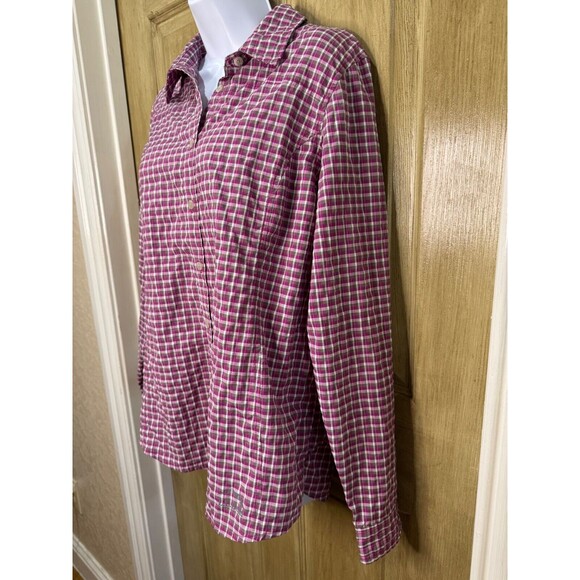 L.L. Bean Button Up Shirt Women’s Large Plaid Zip Pocket Vent Fishing/Hiking - Picture 6 of 9